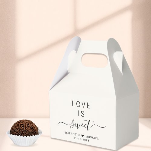 Chic Love Is Sweet Cream Wedding Favor Boxes