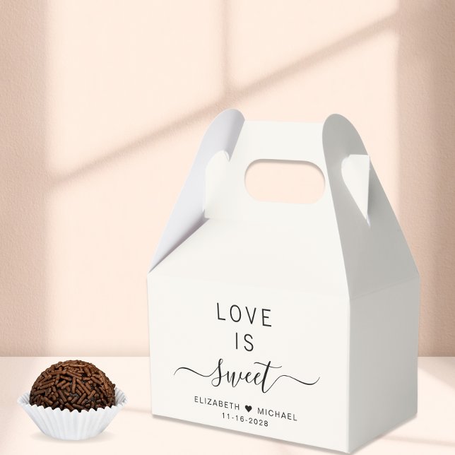 Chic Love Is Sweet Cream Wedding Favor Boxes (Creator Uploaded)