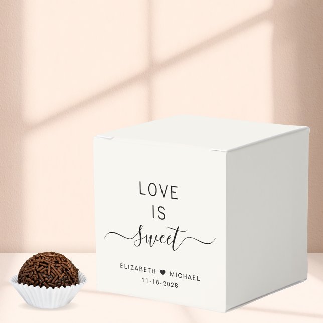 Chic Love Is Sweet Cream Wedding Favor Boxes (Creator Uploaded)