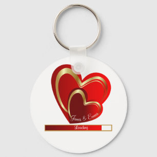 Chic Love Loading Red Hearts Personalized Wedding Keychain