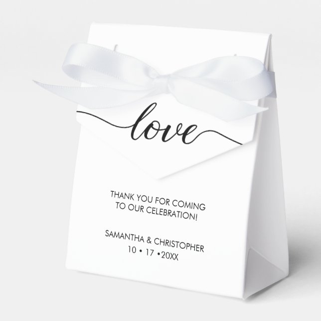 Chic Love Script Custom Engagement Party  Favor Boxes (Front Side)