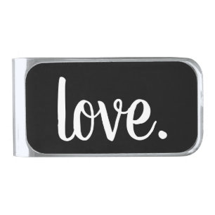 chic LOVE. script Silver Finish Money Clip