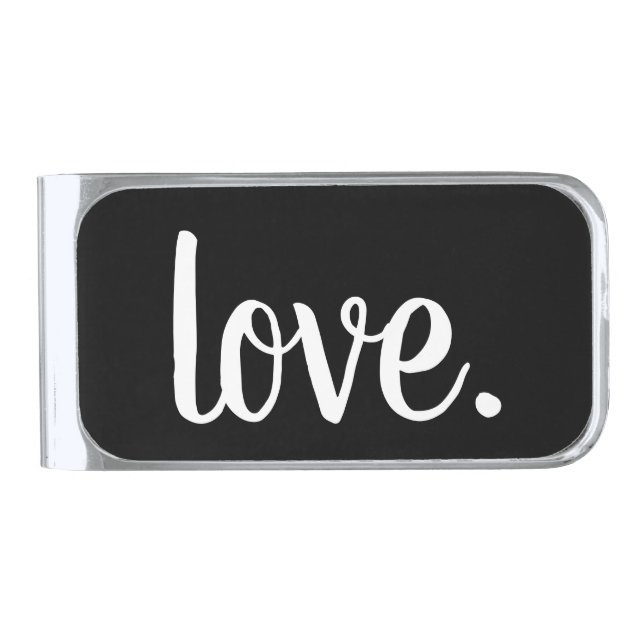 chic LOVE. script | Silver Finish Money Clip (Front)