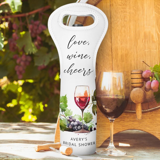 Chic Love, Wine, Cheers Watercolor Winery Wine Bag (Creator Uploaded)