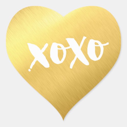 CHIC LOVE XOXO HEART modern faux shiny gold Heart Sticker