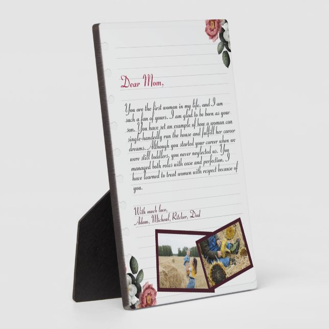 Chic Lovely Personalized Love Letter Handwritten Plaque (Side)