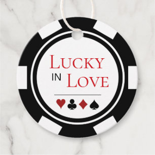 Chic Lucky In Love Black White Poker Chip Wedding Favor Tags
