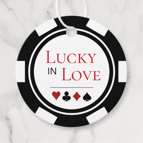 Chic Lucky In Love Black White Poker Chip Wedding Favor Tags