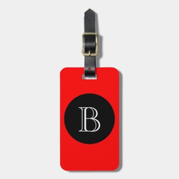 Chic Luggage/bag Tag_01 Red/black/monogram Luggage Tag by GiftMePlease at Zazzle