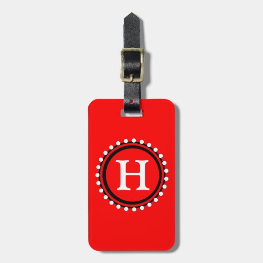 CHIC LUGGAGE/BAG TAG_01 RED WITH WHITE BEADS LUGGAGE TAG