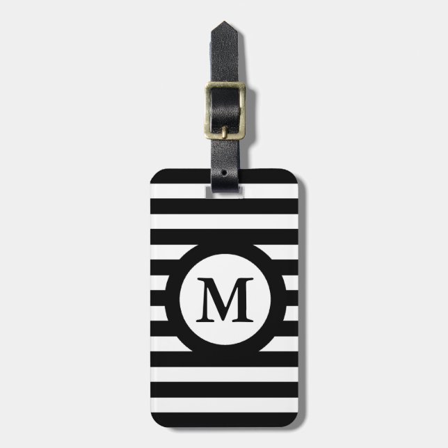 CHIC LUGGAGE/BAG TAG_07 BLACK/WHITE STRIPES LUGGAGE TAG (Front Vertical)