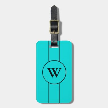 Chic Luggage/bag Tag_133 Turquoise /black Stripe Luggage Tag by GiftMePlease at Zazzle
