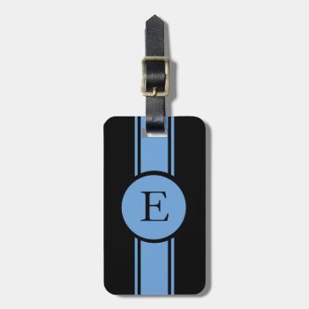 Chic Luggage/bag Tag_153 Blue/black/monogram Luggage Tag by GiftMePlease at Zazzle