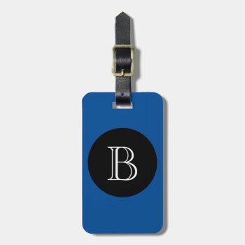 Chic Luggage/bag Tag_156 Blue/black/monogram Luggage Tag by GiftMePlease at Zazzle