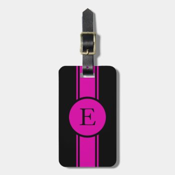 Chic Luggage/bag Tag_222 Pink/black/monogram Luggage Tag by GiftMePlease at Zazzle