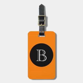Chic Luggage/bag Tag_32 Ornge/black/monogram Luggage Tag by GiftMePlease at Zazzle