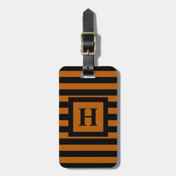 Chic Luggage/bag Tag_34 Orange/black Stripes Luggage Tag by GiftMePlease at Zazzle