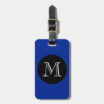 Chic Luggage/bag Tag_ 66 Blue/black/monogram Luggage Tag by GiftMePlease at Zazzle