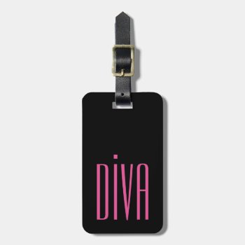 Chic Luggage/bag Tag_girly "diva" Pink/black Luggage Tag by GiftMePlease at Zazzle