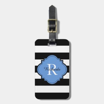 Chic Luggage/bag Tag_modern 102 Blue/black/white Luggage Tag by GiftMePlease at Zazzle