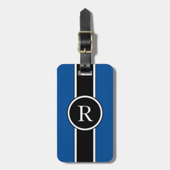 Chic Luggage/bag Tag_modern 156 Blue/black/white Luggage Tag by GiftMePlease at Zazzle