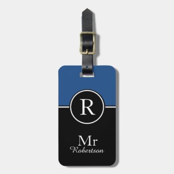 Chic Luggage/bag Tag_modern "mr" Blue/black Luggage Tag by GiftMePlease at Zazzle