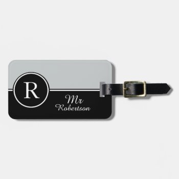 Chic Luggage/bag Tag_modern "mr" Gray/black Luggage Tag by GiftMePlease at Zazzle