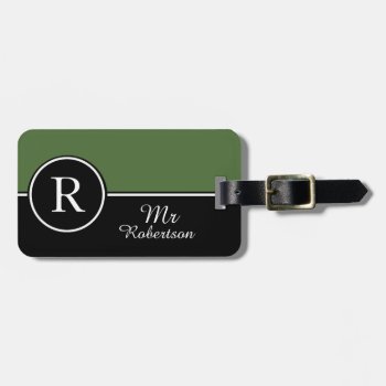 Chic Luggage/bag Tag_modern "mr" Green/black Luggage Tag by GiftMePlease at Zazzle