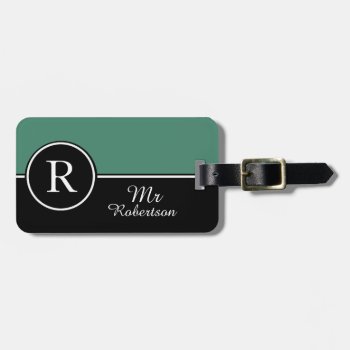 Chic Luggage/bag Tag_modern "mr" Teal/black Luggage Tag by GiftMePlease at Zazzle