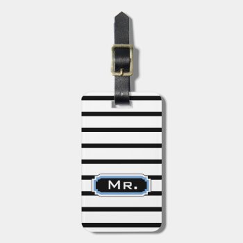 Chic Luggage/bag Tag_"mr." 153 Blue/black/white Luggage Tag by GiftMePlease at Zazzle
