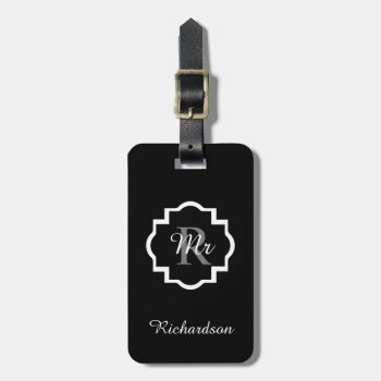 Chic Luggage/bag Tag_"mr" Black/white/gray Luggage Tag by GiftMePlease at Zazzle