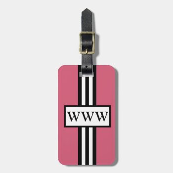 Chic Luggage/gift Tag_241 Pink/white/black Stripes Luggage Tag by GiftMePlease at Zazzle