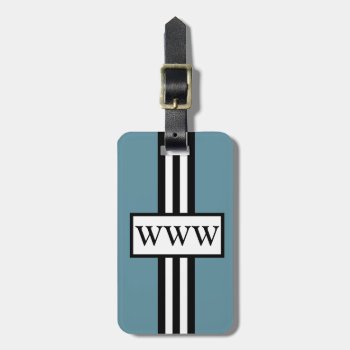 Chic Luggage/gift Tag_430 Blue/white/black Stripes Luggage Tag by GiftMePlease at Zazzle