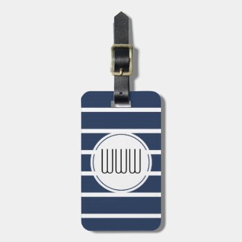 Chic Luggage Tag_435 Navy/white Stripes Luggage Tag by GiftMePlease at Zazzle