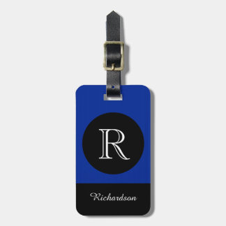 CHIC LUGGAGE TAG_BLACK/BLUE/WHITE INITIAL/NAME LUGGAGE TAG