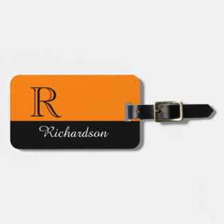 CHIC LUGGAGE TAG_BLACK/ORANGE/WHITE INITIAL/NAME LUGGAGE TAG