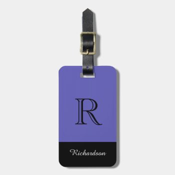 Chic Luggage Tag_black/periwinkle/white Luggage Tag by GiftMePlease at Zazzle
