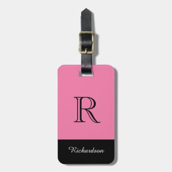 Chic Luggage Tag_black/pink/white Luggage Tag by GiftMePlease at Zazzle