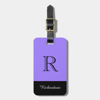 Chic Luggage Tag_black/purple/white Luggage Tag by GiftMePlease at Zazzle