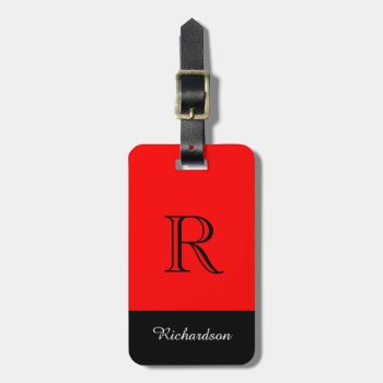 Chic Luggage Tag_black/white /red Luggage Tag by GiftMePlease at Zazzle