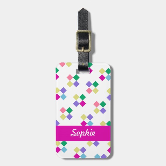 CHIC LUGGAGE TAG_MODERN PASTEL GEOMETRIC TAG (Front Vertical)