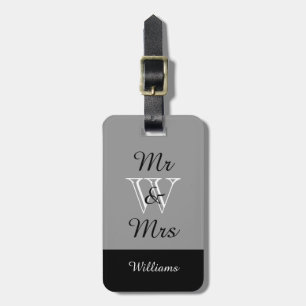 CHIC LUGGAGE TAG_"Mr & Mrs" 252 GRAY/BLACK/WHITE Luggage Tag