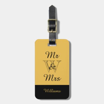 Chic Luggage Tag_"mr & Mrs" Gole/black Luggage Tag by GiftMePlease at Zazzle