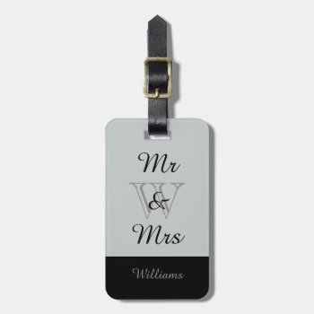 Chic Luggage Tag_"mr & Mrs" In Gray/black Luggage Tag by GiftMePlease at Zazzle