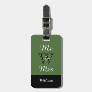 CHIC LUGGAGE TAG_"Mr & Mrs" IN GREEN/BLACK/WHITE Luggage Tag