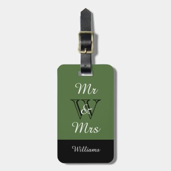 Chic Luggage Tag_"mr & Mrs" In Green/black/white Luggage Tag by GiftMePlease at Zazzle