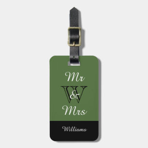 CHIC LUGGAGE TAG_"Mr & Mrs" IN GREEN/BLACK/WHITE Tag
