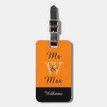 Chic Luggage Tag_&quot;mr &amp; Mrs&quot; In Orange/black/white Luggage Tag at Zazzle