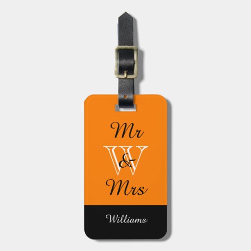 CHIC LUGGAGE TAG_Mr  Mrs IN ORANGEBLACKWHITE Luggage Tag