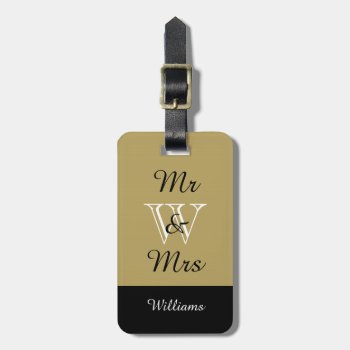 Chic Luggage Tag_"mr & Mrs" Khaki/black/white Luggage Tag by GiftMePlease at Zazzle